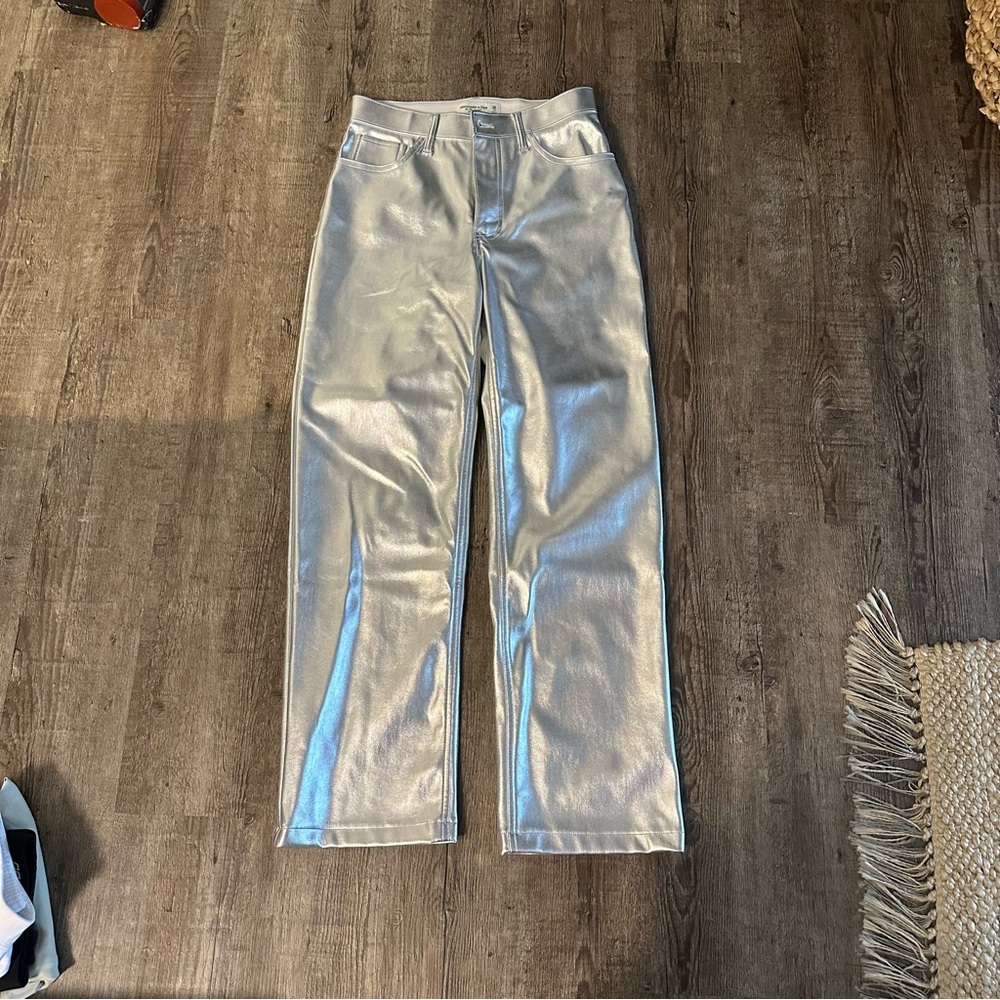 Abercrombie & Fitch Silver Metallic Pants